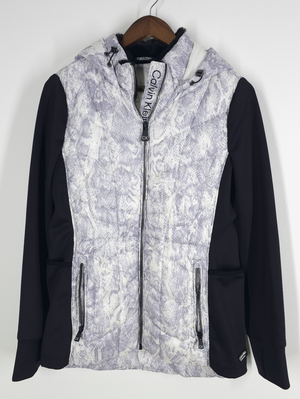 Calvin Klein Women’s Lavender Snake-Print Hooded Jacket